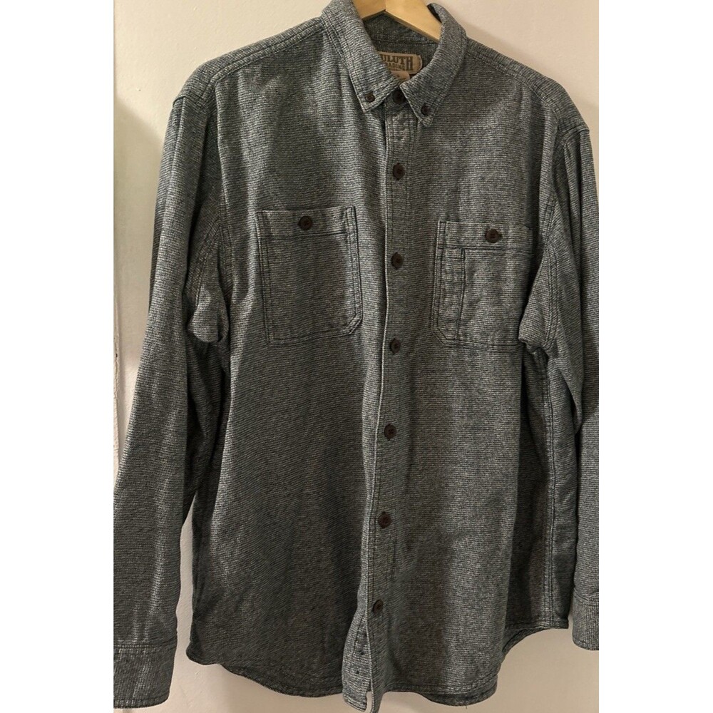 Duluth Trading Men’s Long Sleeve Relaxed Fit Green/GY Muted Button Up Shirt SZ L